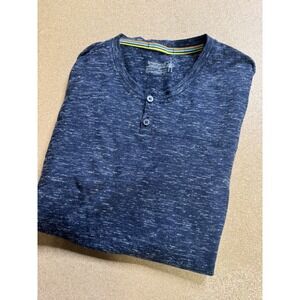 Smartwool‎ Men Heathered Navy Blue Short Sleeve Henley T-Shirt Size Medium